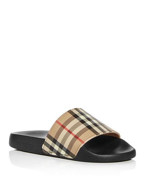 burberry furley check slides|burberry sandals bloomingdale.